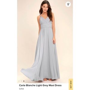 Lulus Carte Blanche Light Grey Maxi SZ M wedding guest or bridesmaid dress!!